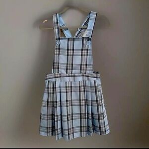 Plaid overall short dress